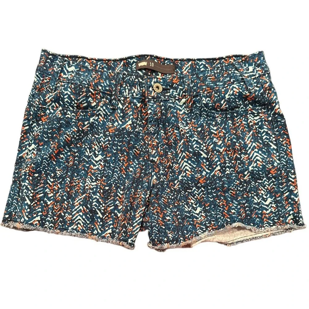 Levi's Blue and Orange Frayed Hem‎ Jean Shorts Inseam 4 Inches Sz 10 Excellent